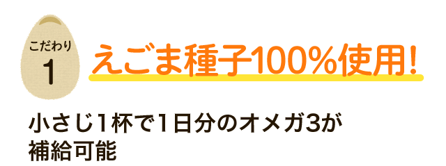 えごま種子100％使用！小さじ1杯で1日分のオメガ3が補給可能  